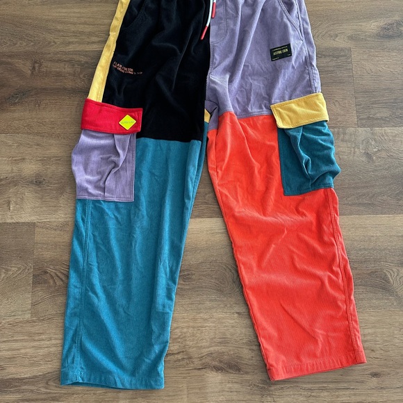 Aelfric Eden ColorBlock Corduroy Patchwork Cargo Skater Pants Size XXL - Picture 2 of 15